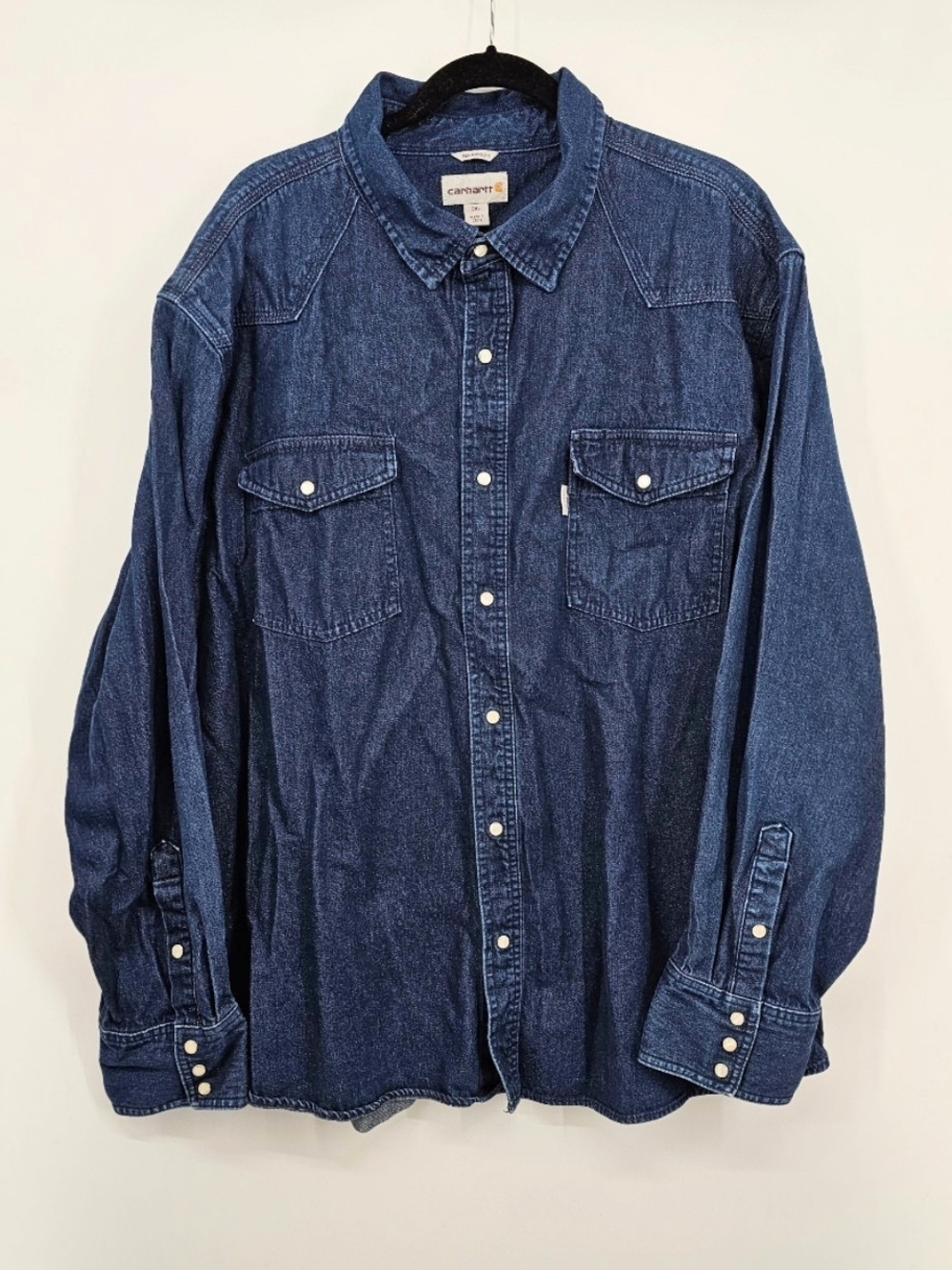 Carhartt Ironwood Denim Western Pearl Snap Shirt 3XL Tumbled Blue 100083